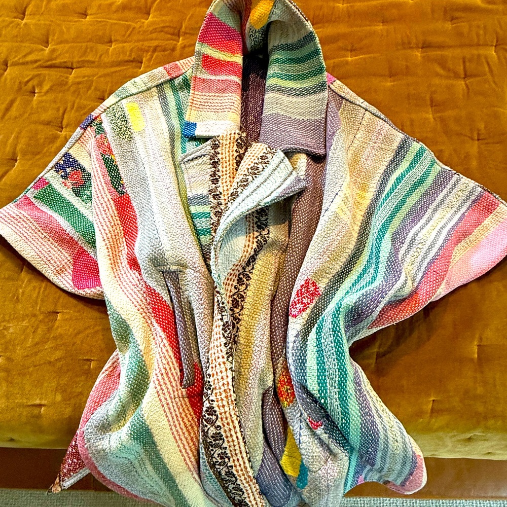 Multicolor Striped Women's Sapana Blanket Coat